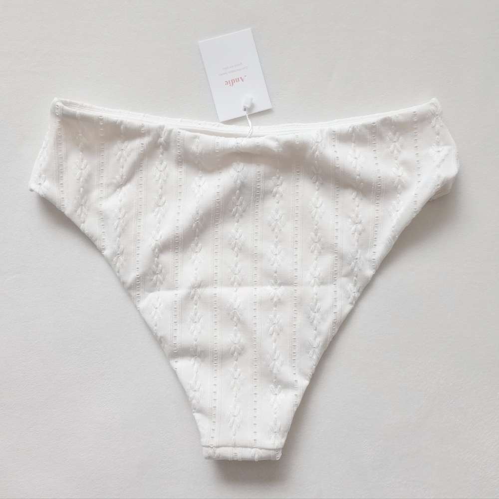 Andie▪️90s Eyelit High Waisted Swimsuit Bottom in Coconut - Picture 2 of 7